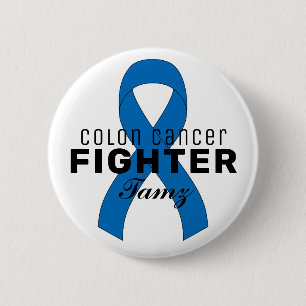 Colon Cancer Ribbon White Button