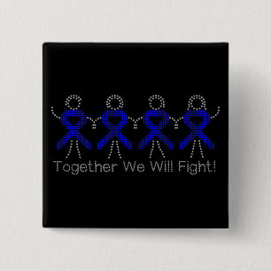 Colon Cancer samen zullen we vechten Vierkante Button 5,1 Cm