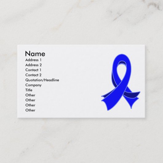 Colon Cancer Stylish Blue Ribbon Visitekaartje (Voorkant)
