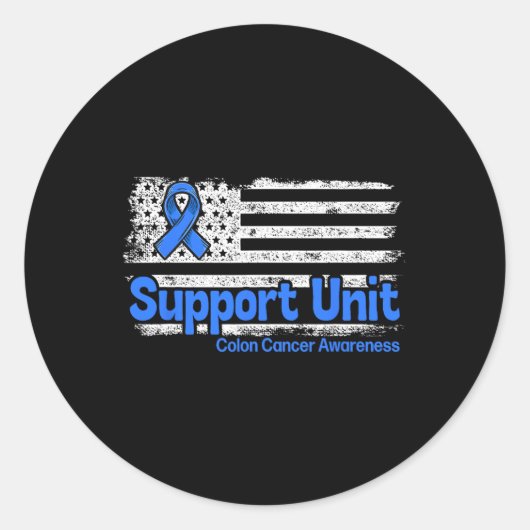 Colon Cancer Support Unit Flag Blue Colon Cancer A Ronde Sticker (Voorkant)