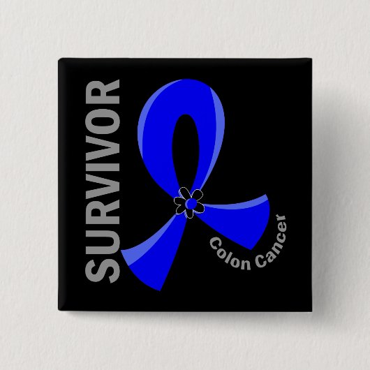 Colon Cancer Survivor 12 Vierkante Button 5,1 Cm (Voorkant)
