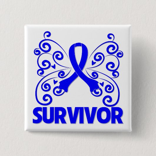 Colon Cancer Survivor Butterfly Vierkante Button 5,1 Cm (Voorkant)