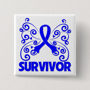 Colon Cancer Survivor Butterfly Vierkante Button 5,1 Cm