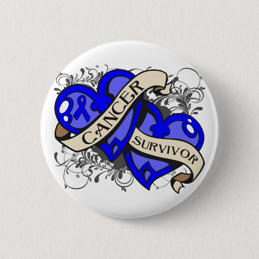 Colon Cancer Survivor Dual Hearts Ronde Button 5,7 Cm (Voorkant)