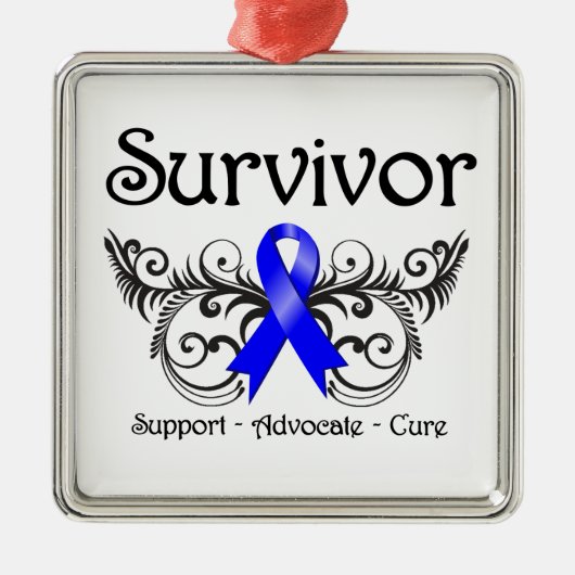 Colon Cancer Survivor Floral Deco Metalen Ornament (Voorkant)