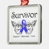 Colon Cancer Survivor Floral Deco Metalen Ornament (Links)
