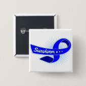 Colon Cancer Survivor Ribbon Vierkante Button 5,1 Cm (Voorkant /achterkant)