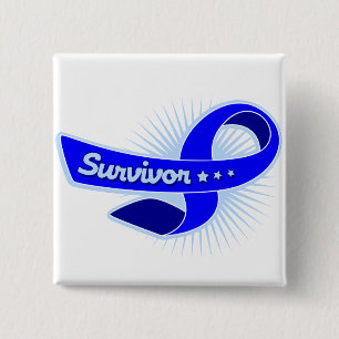 Colon Cancer Survivor Ribbon Vierkante Button 5,1 Cm