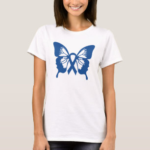 Colon Cancer t-shirt met Blue Butterfly & lbon