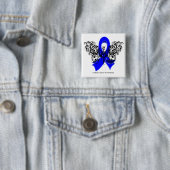 Colon Cancer Tribal Butterfly Vierkante Button 5,1 Cm (In situ)