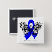 Colon Cancer Tribal Butterfly Vierkante Button 5,1 Cm (Voorkant /achterkant)