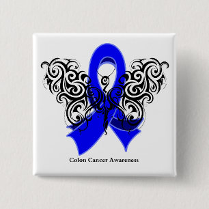 Colon Cancer Tribal Butterfly Vierkante Button 5,1 Cm