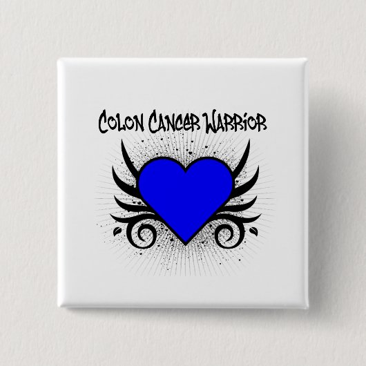 Colon Cancer Warrior Heart Vierkante Button 5,1 Cm (Voorkant)