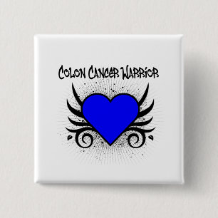Colon Cancer Warrior Heart Vierkante Button 5,1 Cm