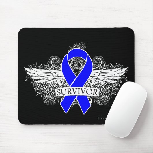 Colon Cancer Winged SURVIVOR Ribbon Muismat (Met muis)