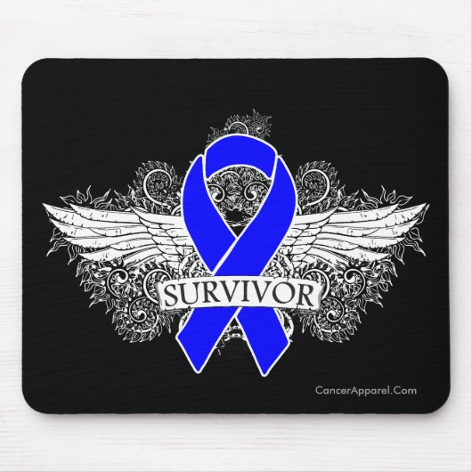 Colon Cancer Winged SURVIVOR Ribbon Muismat (Voorkant)