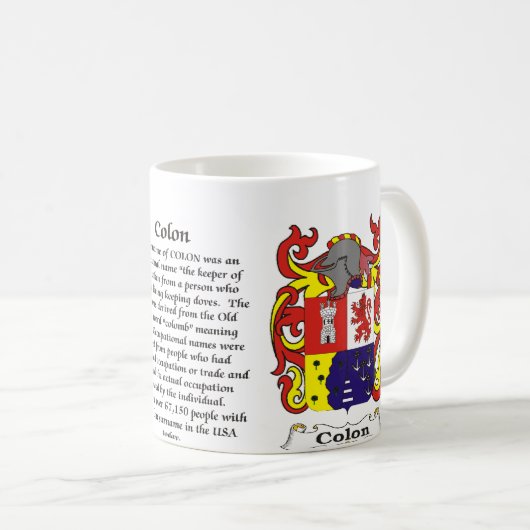 Colon Family Coat of Arms mok (Voorkant rechts)