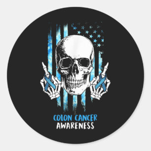 Colon kanker bewustzijn schedel kostuum geschenken ronde sticker