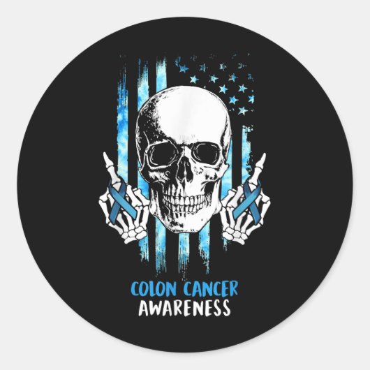 Colon kanker bewustzijn schedel kostuum geschenken ronde sticker (Voorkant)