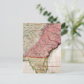 COLONIAL AMERIKA MAP, 1733 BRIEFKAART (Staand voorkant)