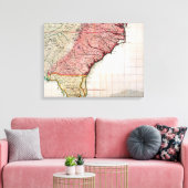 COLONIAL AMERIKA MAP, 1733 CANVAS AFDRUK (Insitu (Woonkamer))