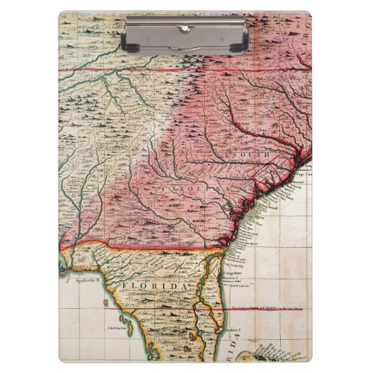 COLONIAL AMERIKA MAP, 1733 KLEMBORD (Voorkant)