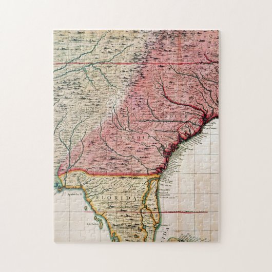 COLONIAL AMERIKA MAP, 1733 LEGPUZZEL (Verticaal)