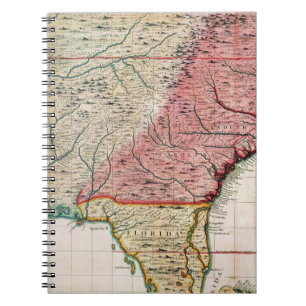 COLONIAL AMERIKA MAP, 1733 NOTITIEBOEK