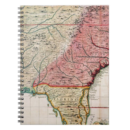 COLONIAL AMERIKA MAP, 1733 NOTITIEBOEK (Voorkant)