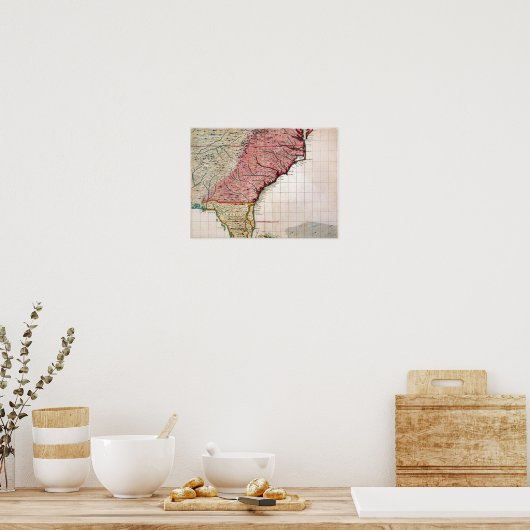 COLONIAL AMERIKA MAP, 1733 POSTER (Keuken)