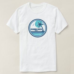Colonial Beach Virginia Palmen Vogels T-shirt