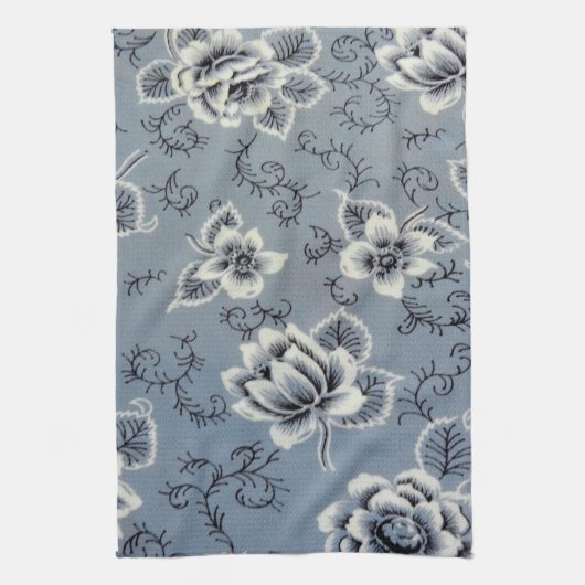 Colonial Blue Flower Pattern | Keukenhanddoeken (Verticaal)