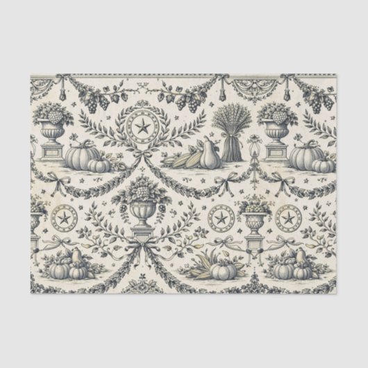 Colonial Blue Harvest Toile Tissuepapier (Voorkant)
