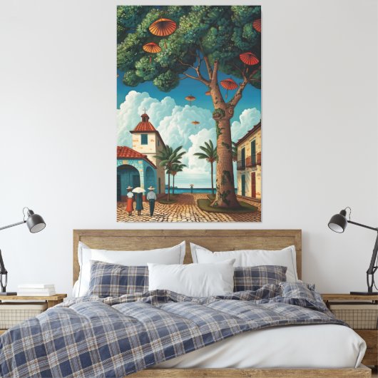 Colonial Plaza met zeezicht Canvas Afdruk (Insitu (Slaapkamer))