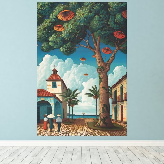 Colonial Plaza met zeezicht Canvas Afdruk (Insitu (Houten vloer))