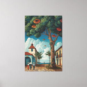 Colonial Plaza met zeezicht Canvas Afdruk
