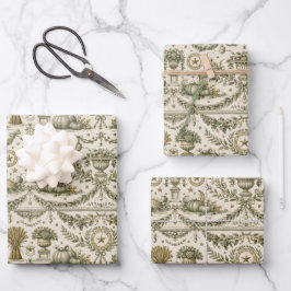 Colonial Sage Green Gold Harvest Inpakpapier Vel
