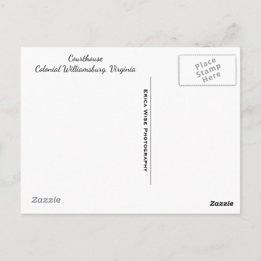 Colonial Williamsburg Courthouse Briefkaart (Achterkant)