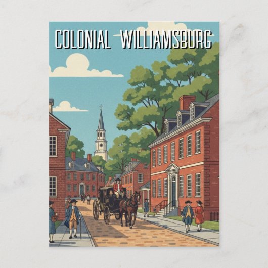 Colonial Williamsburg Virginia Travel Briefkaart (Voorkant)