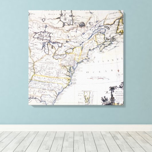 COLONIËLE AMERIKA: MAP, c1770 Canvas Afdruk (Insitu (Houten vloer))