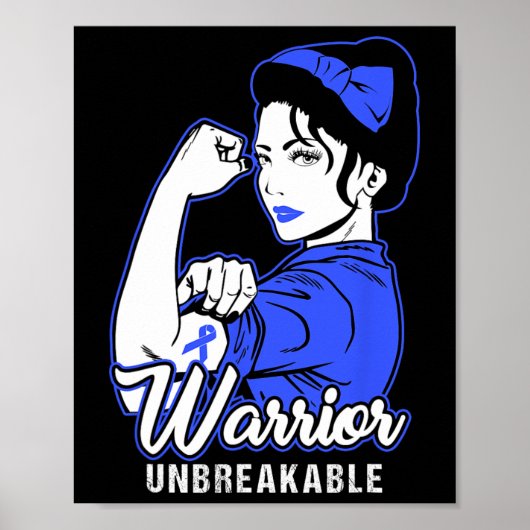 Colonkanker Warrior Shirt Colorectaalkanker Aware Poster (Voorkant)