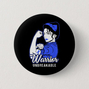 Colonkanker Warrior Shirt Colorectaalkanker Aware Ronde Button 5,7 Cm