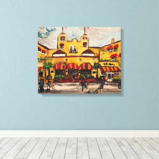 "Colony Hotel at Delray Beach" door Willowcatdesig Canvas Afdruk (Insitu (Houten vloer))