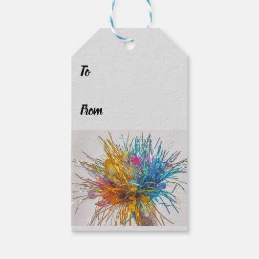 Color blast viert verjaardagen nieuwjaar cadeaulabel (Achterkant)