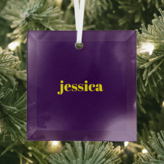 Color block minimalist custom name  glas ornament