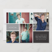 Color Block Photo Afstudeerder Announcement Kaart (Voorkant)