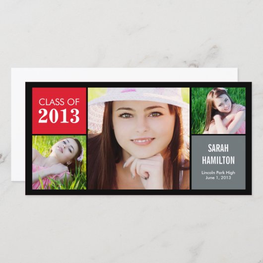 Color Blocks Afstuderen aankondiging fotokaart (Voorkant / Achterkant)