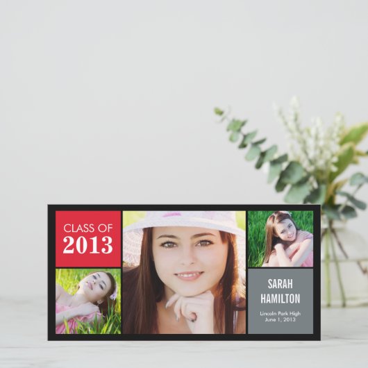 Color Blocks Afstuderen aankondiging fotokaart (Staand voorkant)