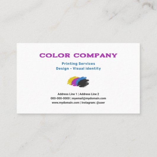 Color Brush Splash - Printing Services Visitekaartje (Achterkant)