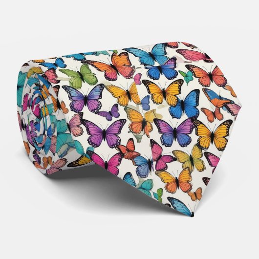 Color Burst Butterflies Stropdas (Opgerold)